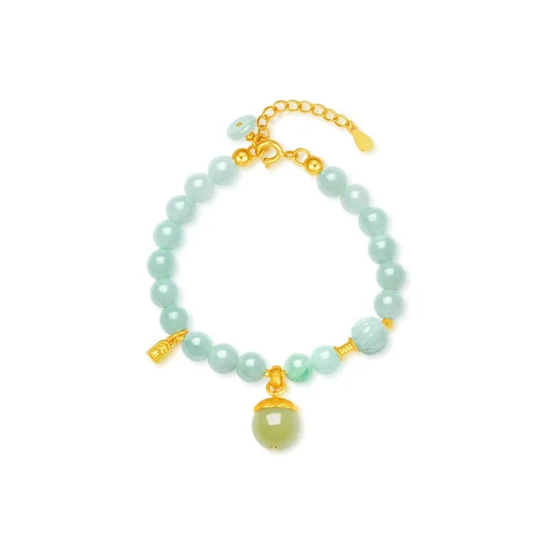 ZXIN JEWELRY Glutinous Jade Jadeite Bracelet Light Green Natural Jadeite Chinese Style Jewelry Women's-1