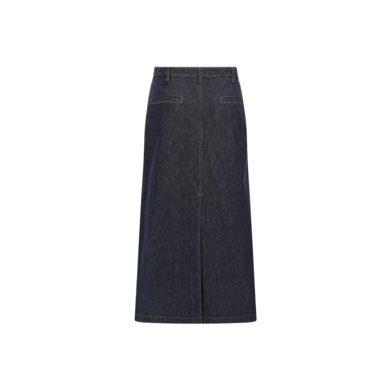 THEORY Back Slit Denim Midi Skirt-1