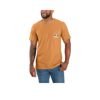 Carhartt T-Shirts Men Brown Yellow