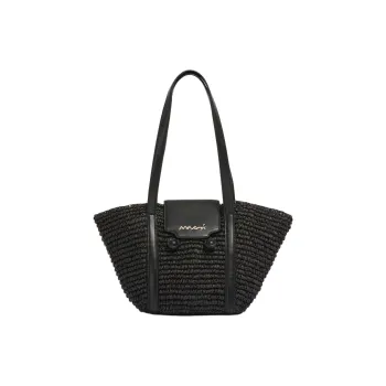 MARNI Trunkaroo Paper With Calfskin Basket Bag, Handbag, Shoulder Bag Trumpets Women's Black