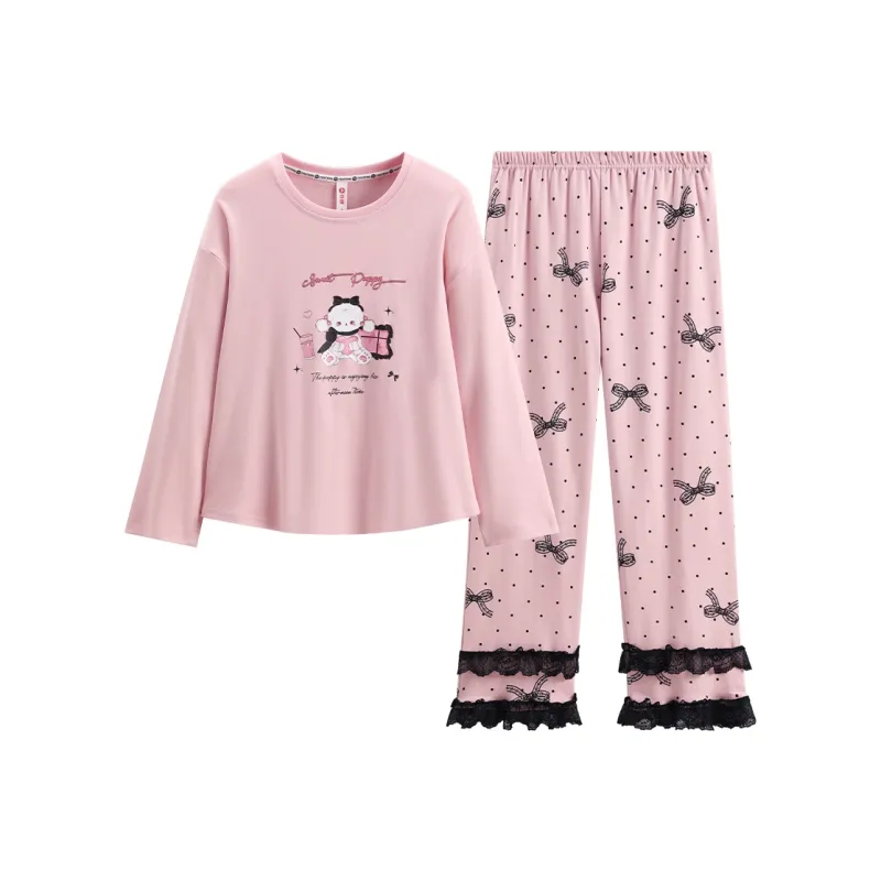 FENTENG Pajama Set Women's Pastel Pink-0