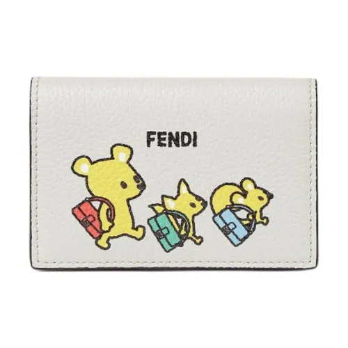 fendi silk Baguette Grain Leather Card Holder Men's Multicolor