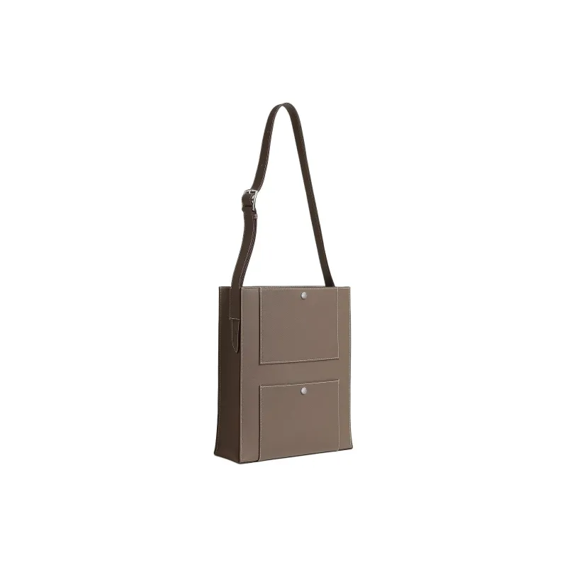 HERMES Cab H Evercolor Leather Tote Bag Shopping Bag Handbag Men's 18 Etoupe Elephant Gray-1