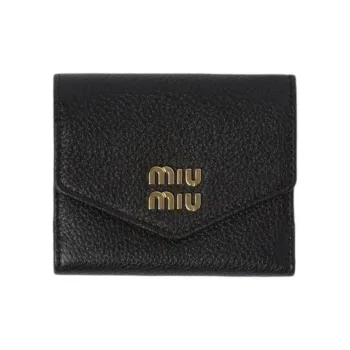 MIU MIU Calfskin Wallet Small Size Unisex Black