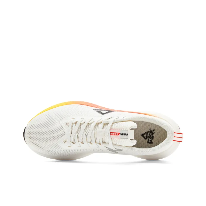 PEAK Cushioning Rebound Abrasion Resistant Lightweight Breathable Low Top Running Shoes Men's Milk White Orange-3