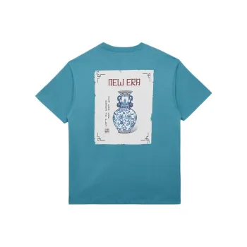 New Era Blue And White Porcelain Series T-Shirts Unisex Green