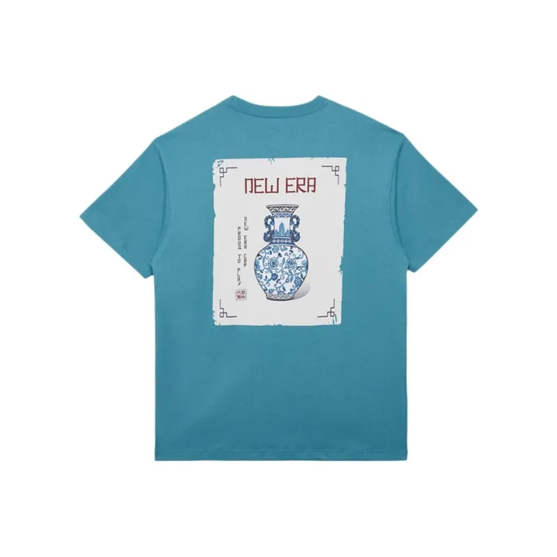 New Era Blue And White Porcelain Series T Shirts Unisex Green-0