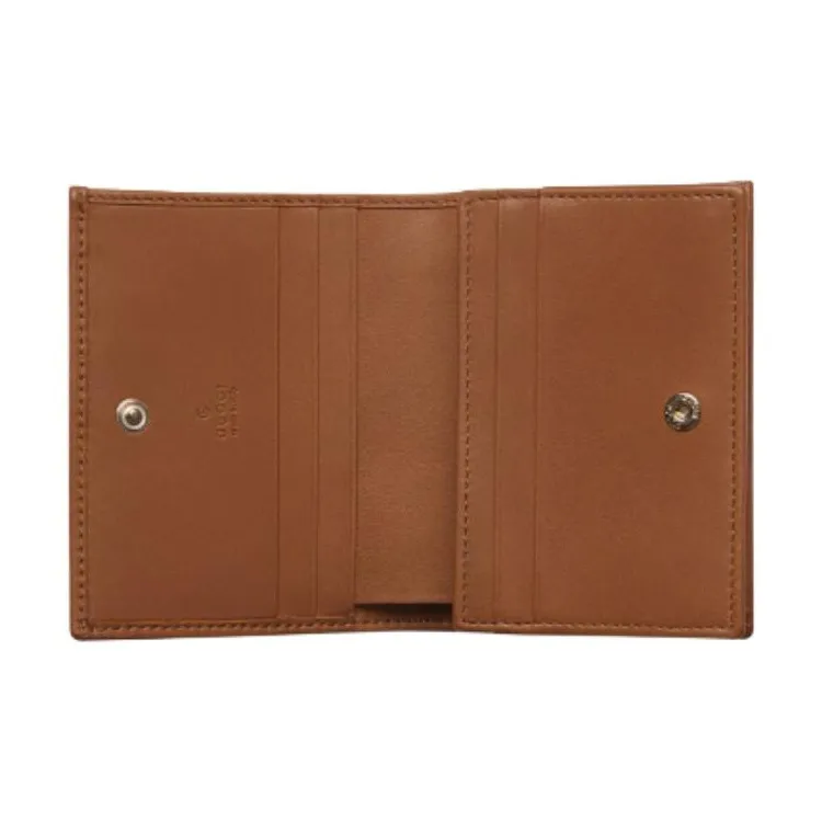 GUCCI Horsebit 1955 Canvas Card Holder Women's Beige & Dark Brown-3