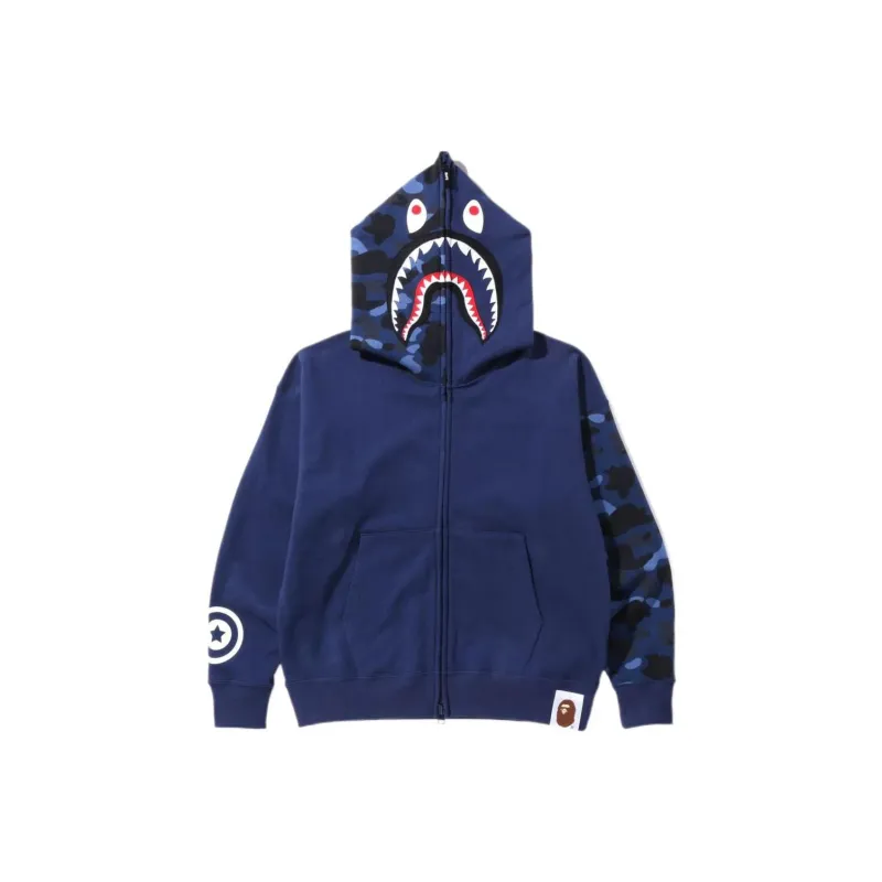 Bape Color Camo Giant Shark Loose Fit Full Zip Hoodie-0