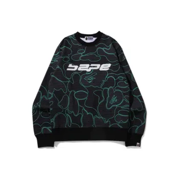 A BATHING APE Text Code Camo Crewneck
