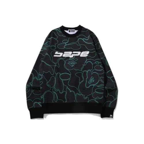 A BATHING APE Text Code Camo Crewneck