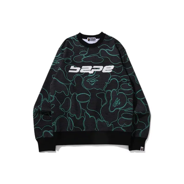 A BATHING APE Text Code Camo Crewneck-0
