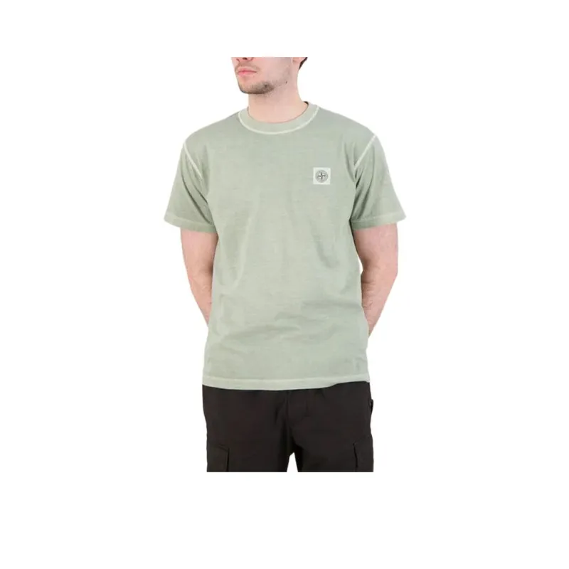 STONE ISLAND Organic Cotton Fissato Effect T shirt-1