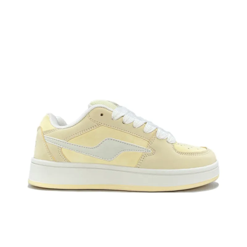 JIANGSHOU Non slip Breathable And Wear resistant Low Top Skateboard Shoes Women's Almond Yellow-1