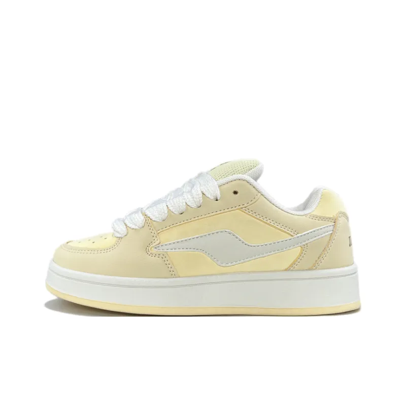 JIANGSHOU Non slip Breathable And Wear resistant Low Top Skateboard Shoes Women's Almond Yellow-0