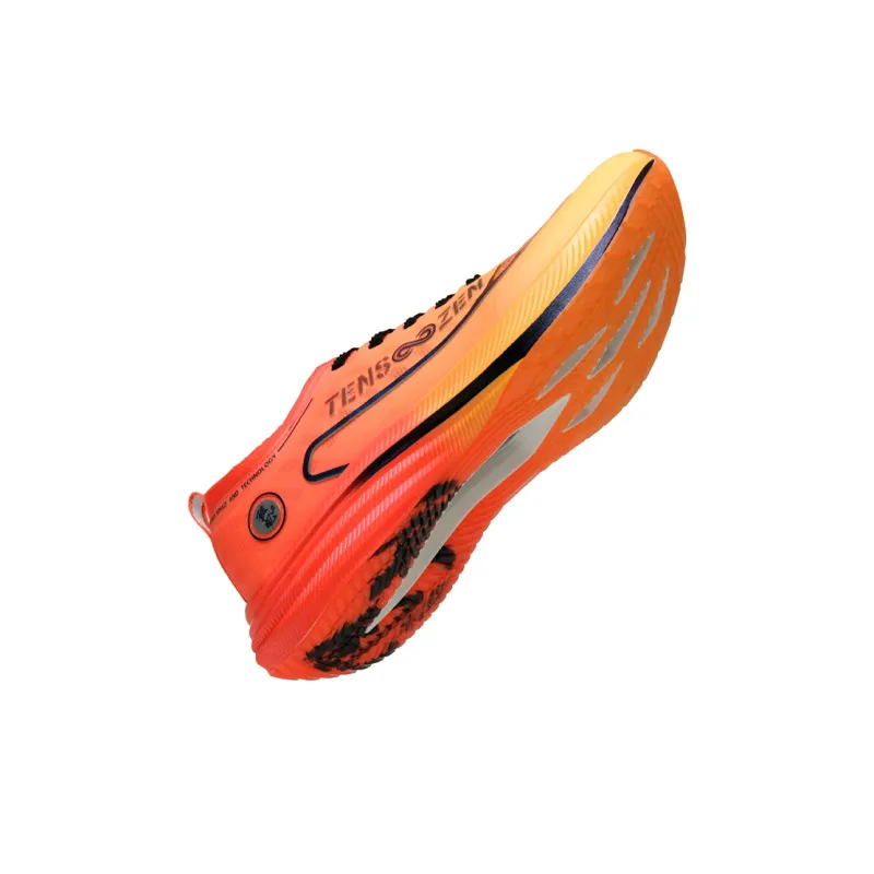 TENSOOZEN Cushioned Slip Resistant Breathable Low Top Carbon Plate Sprint Racing Running Shoes Unisex Red Orange-1