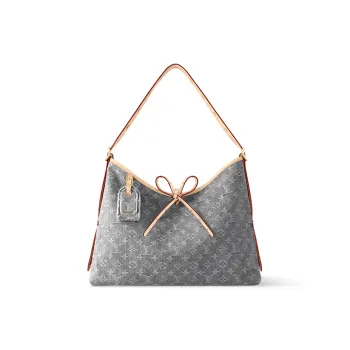 LOUIS VUITTON Carryall Cotton One Shoulder Handbags Medium Size Women's Grey Denim