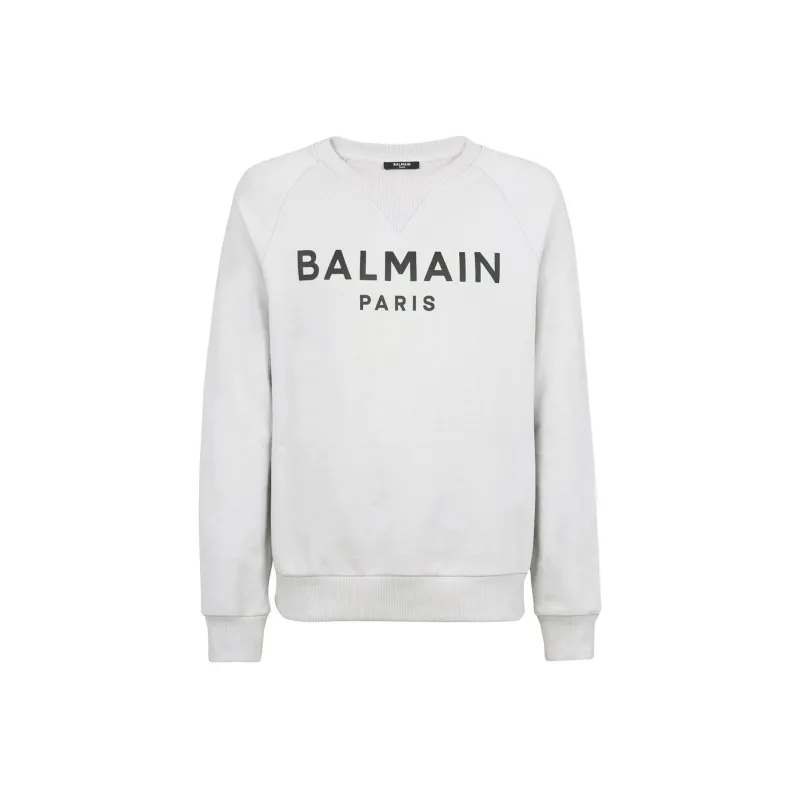 BALMAIN Logo flocked Cotton Sweatshirt-0