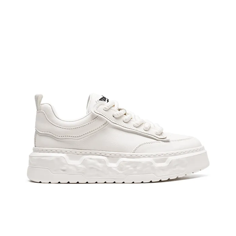 RHYTHM OF JOY Low Top Skateboard Shoes Men's White-3