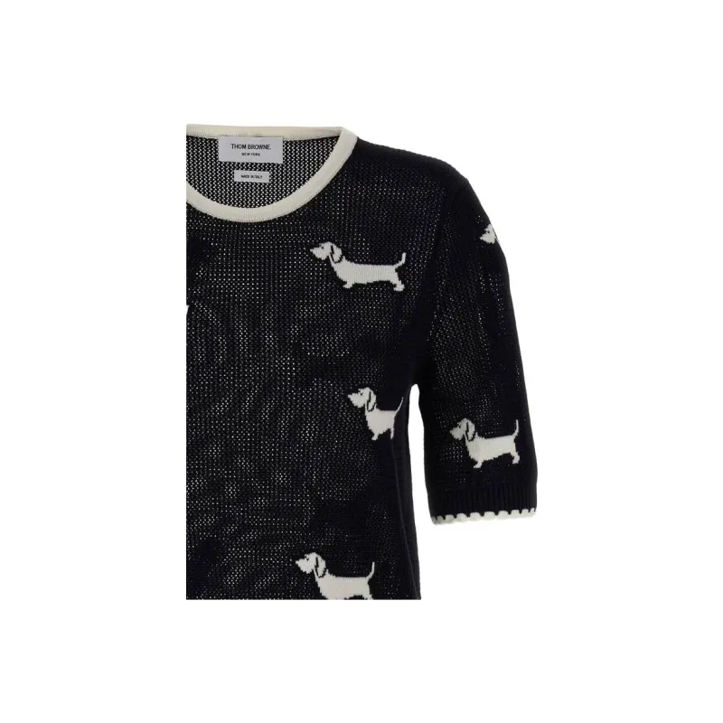 THOM BROWNE Hector Icon Knit Crewneck Top-4