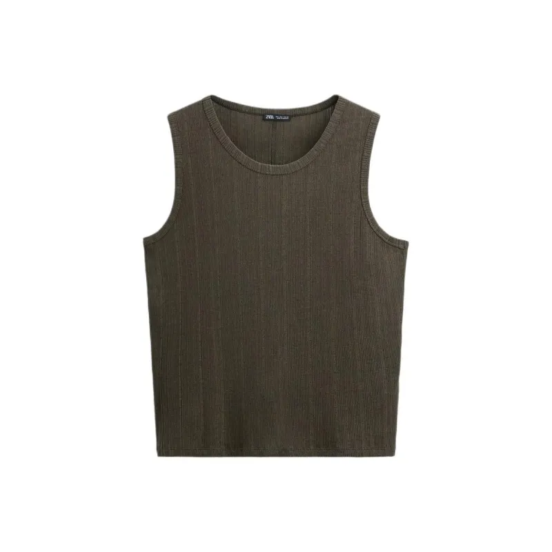 ZARA T Shirts Unisex Brown-0