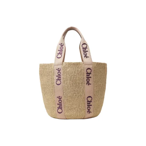 Chloe Woody Paper Handbag Tubas Women's Tan Rose