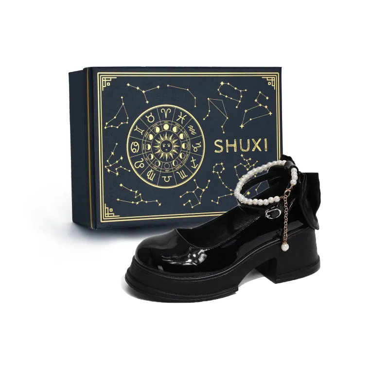 SHUXI Chunky Heel High Heels 6.5cm Women's Black Beige-16