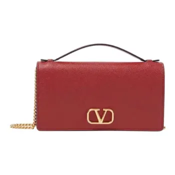 Valentino Vlogo Leather One Shoulder Handbag Small Size Women's Red