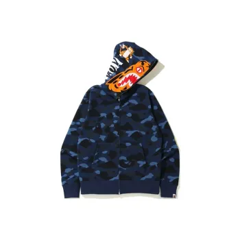 A BATHING APE Color Camo Shark Wide Full Zip Double Hoodie