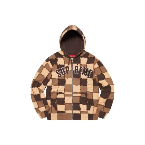 Supreme Reverse Patchwork Zip Up Hooded Sweatshirt