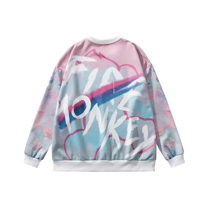 FireMonkey Crew Neck Loose Fit Sweatshirt Unisex Pink-0