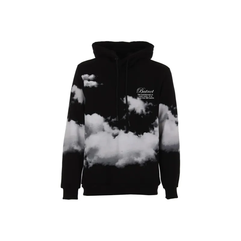 BUTNOT STREET COUTURE Felpa Con Cappuccio E Stampa Nuvole Sweatshirt Men's Black-0