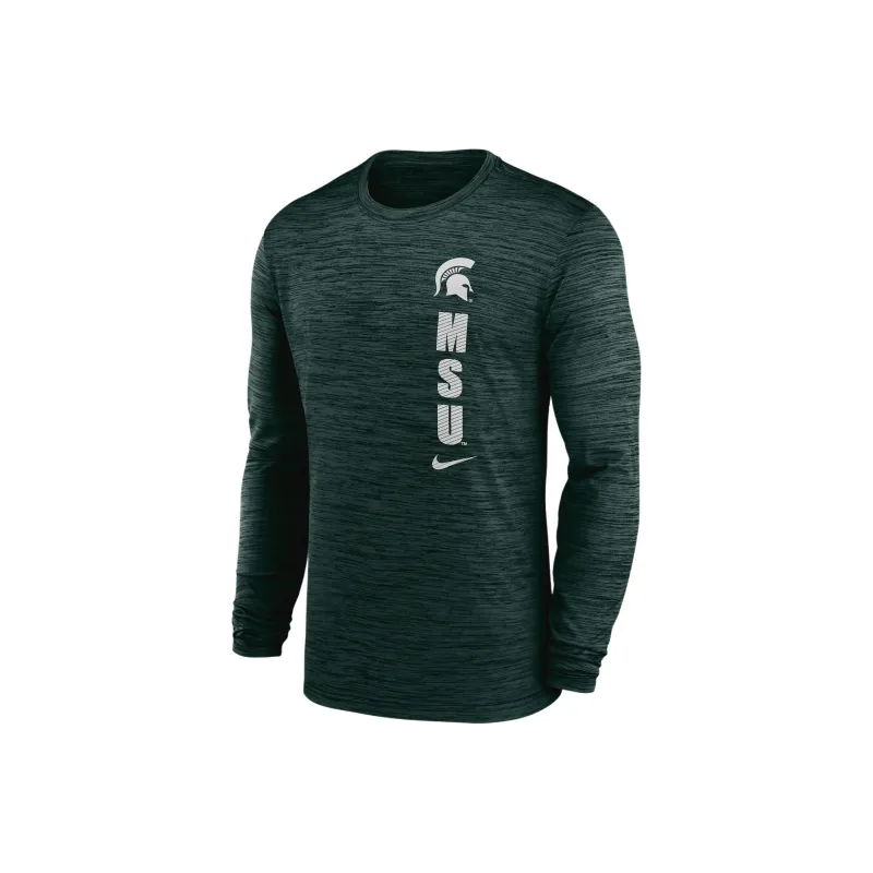 Nike Michigan State Spartans Sideline Velocity Men's Nike Dri FIT College Long Sleeve T Shirt-0