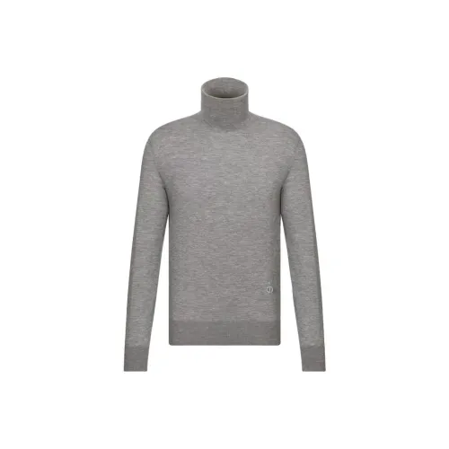 DIOR FW23 Cd Icon Turtleneck Sweater Sweatshirt Unisex Gray