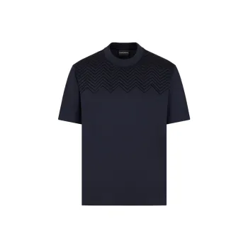 EMPORIO ARMANI Lyocell blend Jersey T shirt With Chevron Flock Detail