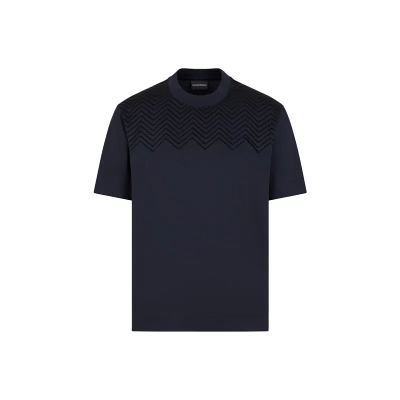 EMPORIO ARMANI Lyocell blend Jersey T shirt With Chevron Flock Detail-0