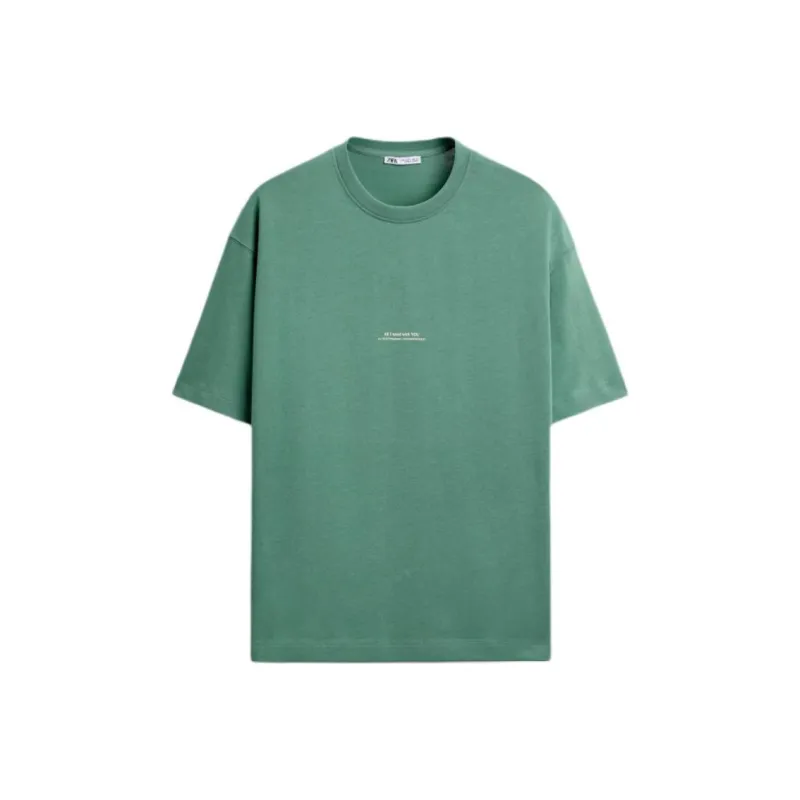 ZARA T Shirt Men's Medium Green-0