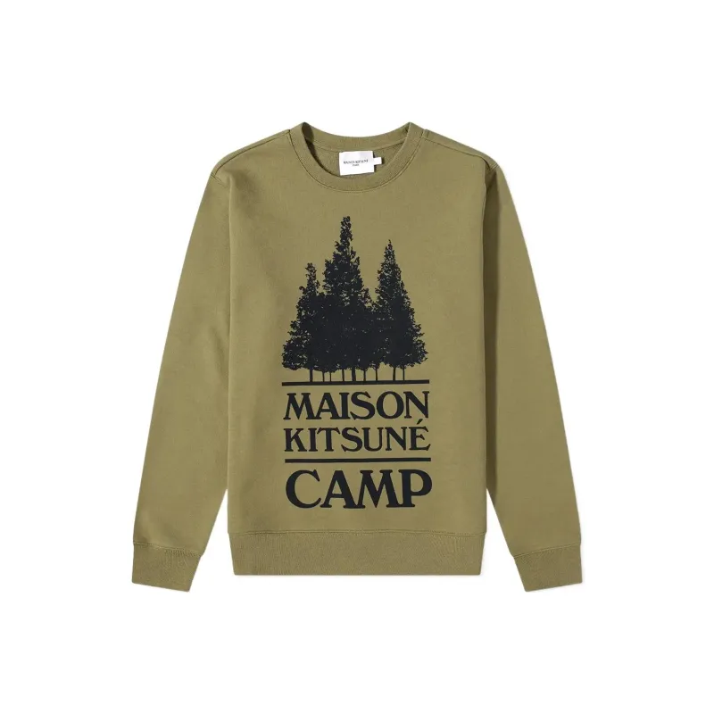 Maison Kitsune CAMP Sweatshirts Men Olive Green-0