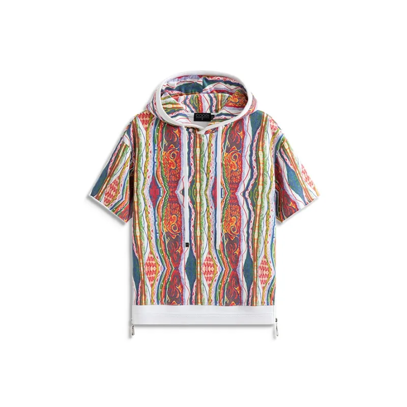 COOGI All Over Print Trendy Short-Sleeved Hooded T-Shirt Unisex Blue Red Two Styles-3