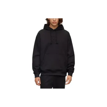 HUGO BOSS Logo embossed Drawstring Cotton Hoodie