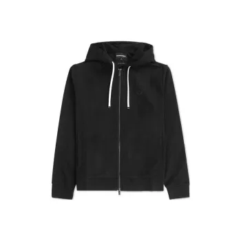 EMPORIO ARMANI Logo Patch Zipped Drawstring Hoodie