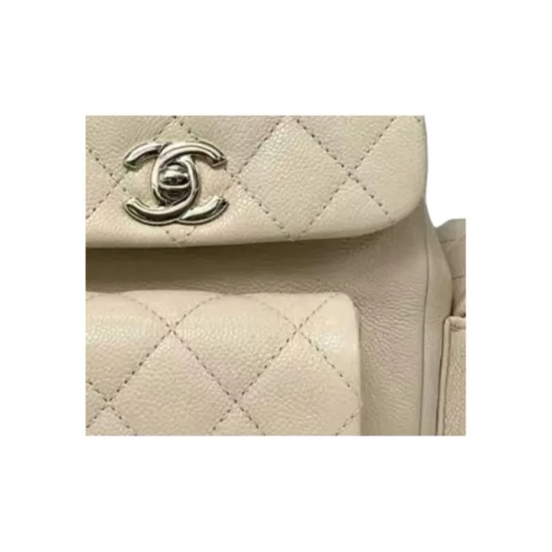 CHANEL Cow Leather Backpack Women's Yellow Beige-1