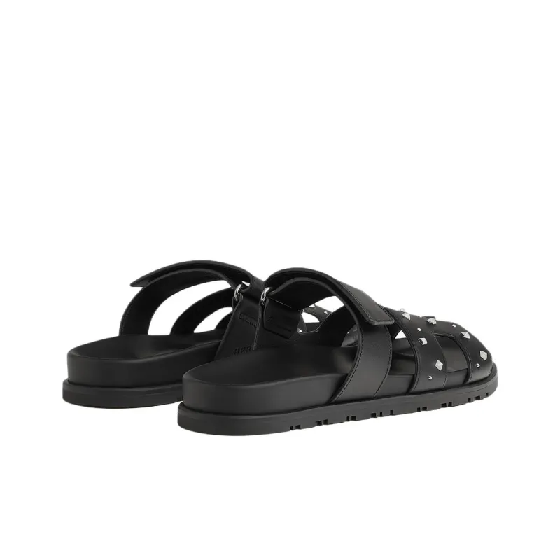 HERMES Chypre Rubber Sole Slide Slippers Women's Black-3