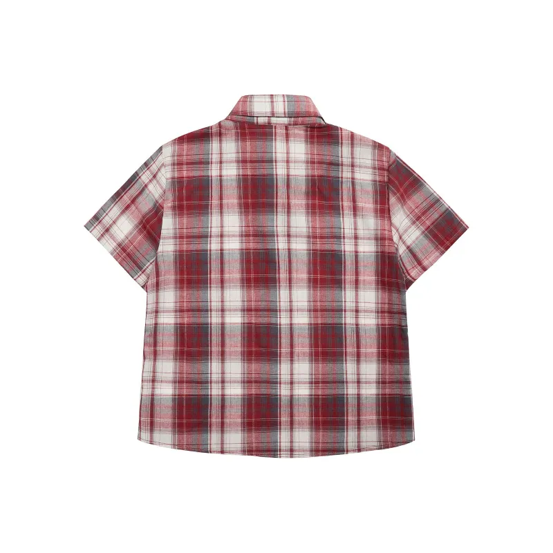 Vine Color Shirt Women's Red Plaid-1