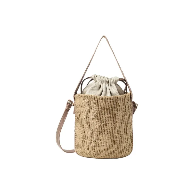 Chloe Woody Paper Basket Bag, Shoulder Bag, Crossbody Bag, Handbag Small Size Women's Tan Rose-2