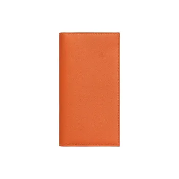 HERMES Citizen Twill Swift Calfskin Wallet Women's Orange & Riviera Blue & Dizzy Green