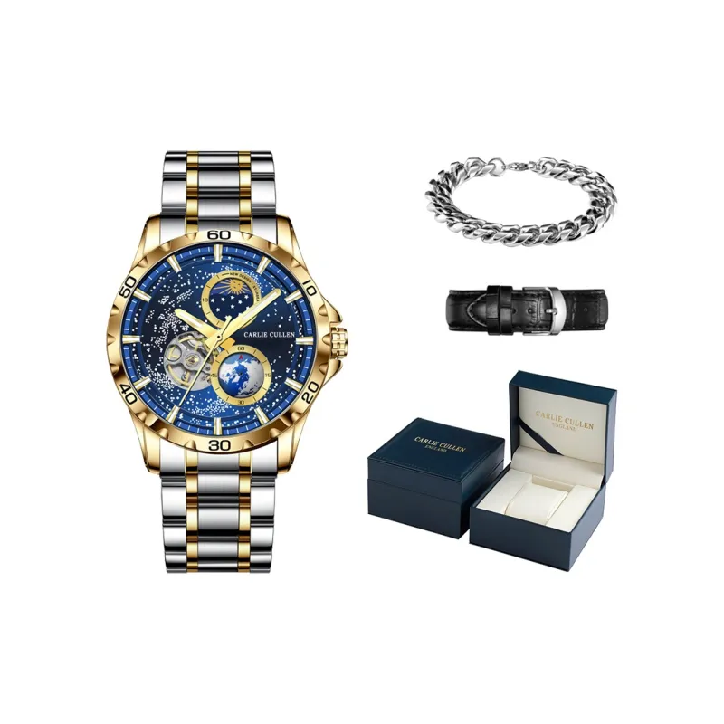 CARLIECULLEN Automatic Mechanical Movement Stainless Steel Watchband Watch Men's Watches Blue Dial-18