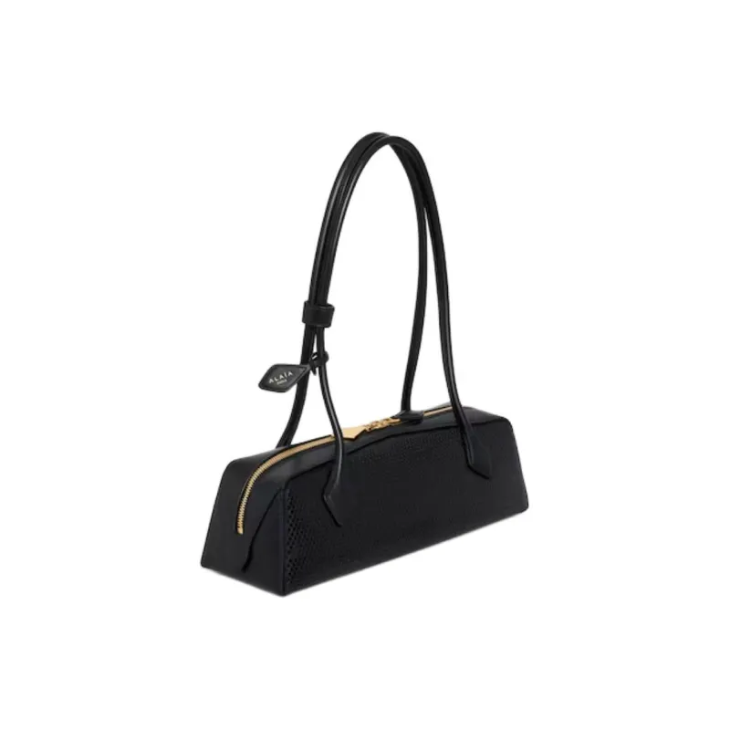 Alaia Calfskin Shoulder Bag Medium Size Women's Black-1