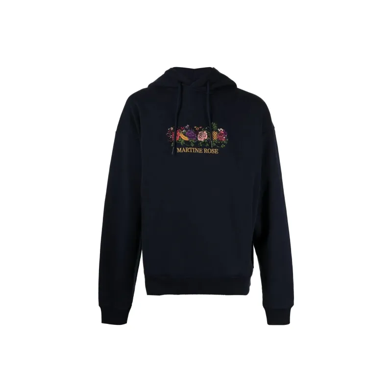 Martine Rose Floral Embroidered Drawstring Hoodie-0