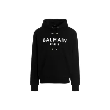 BALMAIN Hooded Sweatshirt With Paris Logo Print